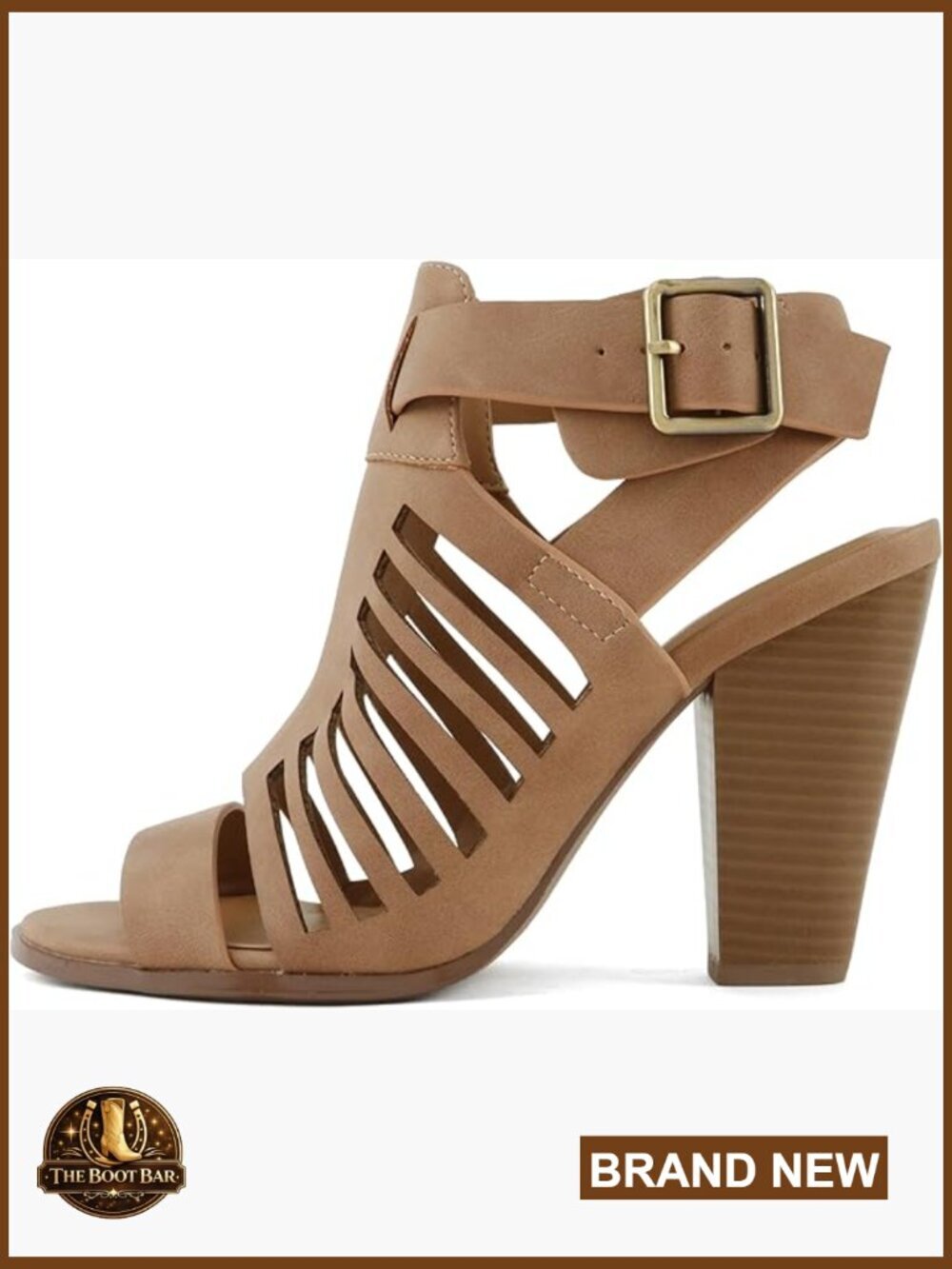 Gladiator Heeled Sandals with Adjustable Ankle Buckle, 2.5 Inch Block Heel